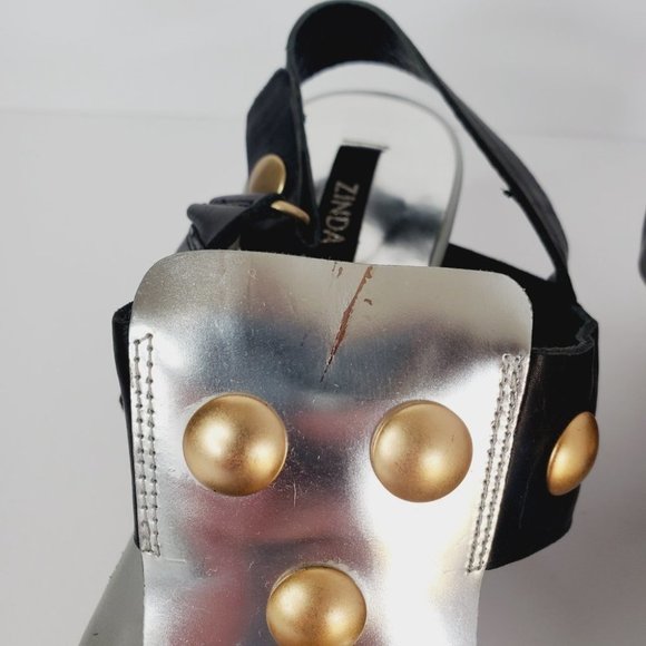 ZINDA SPAIN Metallic Chunky Y2K Studded Heeled Sandals - Picture 4 of 10